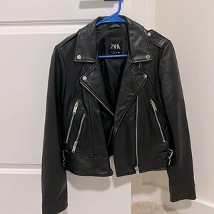 Zara lamb leather biker jacket like new